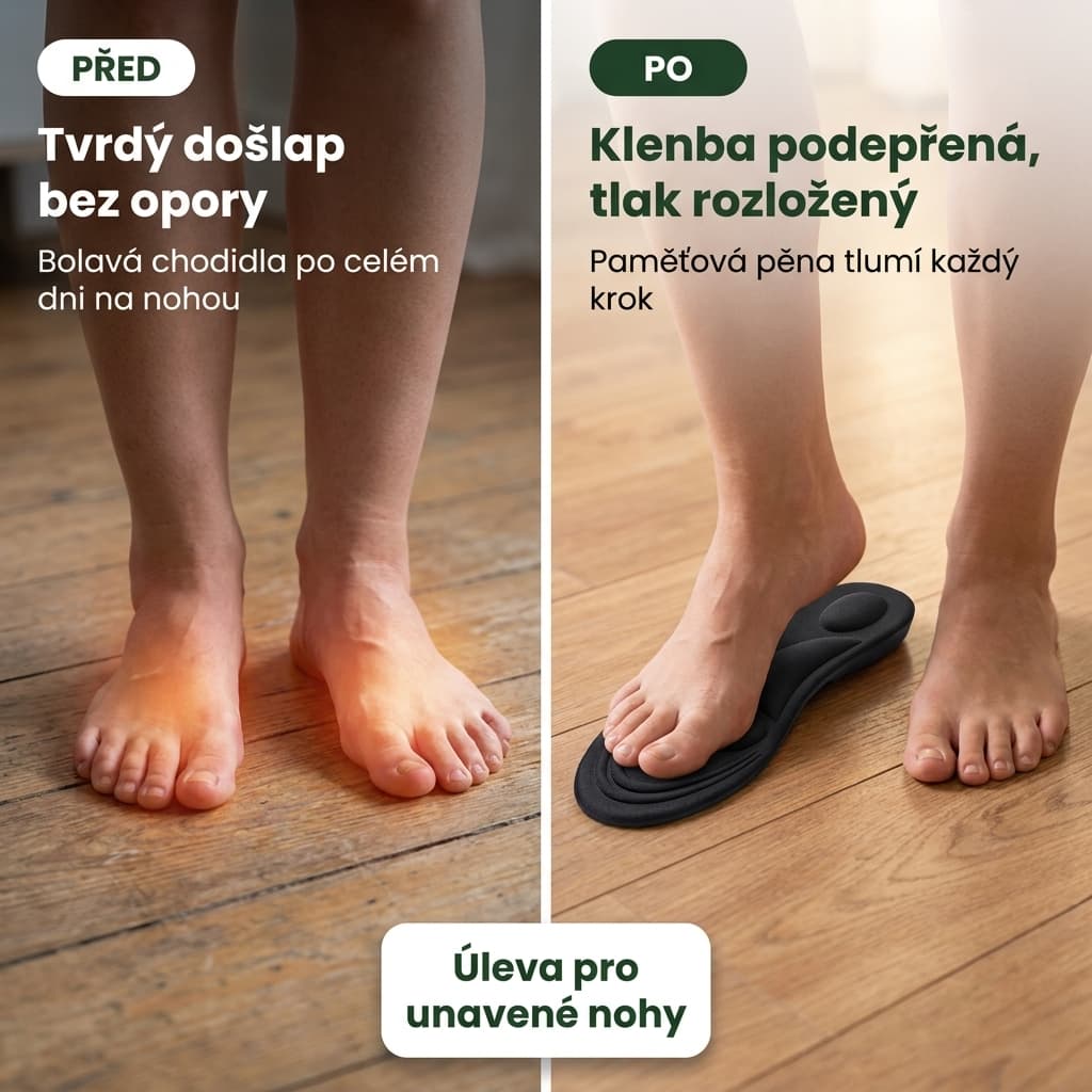 Vložky do bot z paměťové pěny před a po – úleva pro unavené nohy